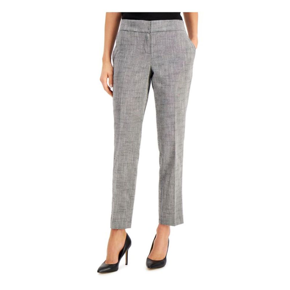 KASPER Womens Black Textured Pocketed Slim Leg Pencil Wear To Work Pants 18